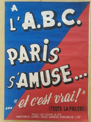 Great Antique Vintage 1940s French Show Poster " L 