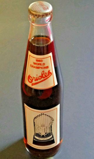 ☆ 1983 Baltimore Orioles World Series Champions Coca Cola Full Coke Bottle 10 Oz