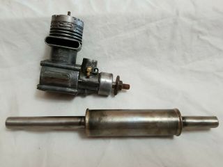 Vintage Tigre G21 / 29 Control Line Engine W/hand - Made Alum Tuned Pipe