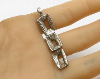 925 Sterling Silver - Vintage Linked Cut Out Rectangular Bars Drop Pendant P2023
