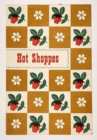 Hot Shoppes Washington Dc Vintage 1955 Restaurant Menu