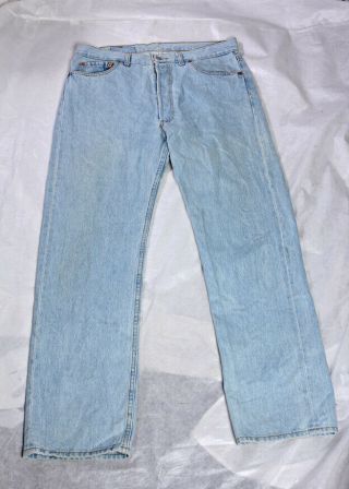 Levis 501 Vintage Jeans Quality Made In Usa Light Blue Denim 35w X 31l Vgc