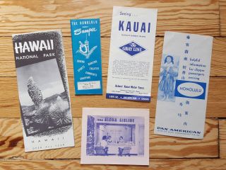 Hawaiian Travel Brochures,  1950s Pan American Airline,  Gray Line Hawaii Ephemera