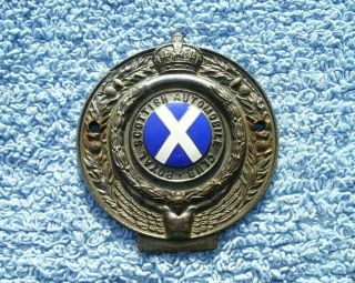 Vintage 1930s Royal Scottish Automobile Club Car Badge - Old Pre - War Rsac Scotland