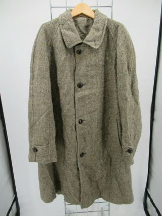 I7289 Vtg Harris Tweed Button Down 100 Wool Coat Jacket