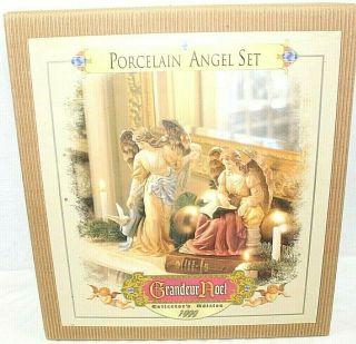 Porcelain Angel Set Of 2 No120 By Grandeur Noel Collectors Edition Vintage 1999