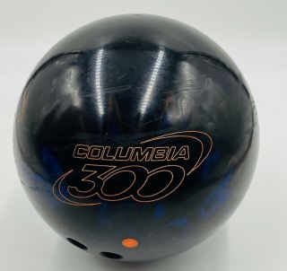 Vtg 14lb Columbia 300 Nitrous Black/blue/bronze Bowling Ball Pin Great
