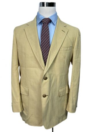 Vintage Men’s Yellow Wood Hop Sack Blazer Sport Coat 40r