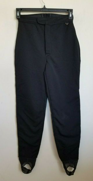 Roffe Skiwear Vintage Womens Black Ski Pants Stirrup Nylon Blend Size 10 Long
