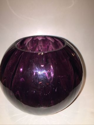 Vintage Fenton Art Glass Rose Bowl Vase Purple Amethyst