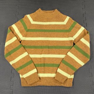 Vintage 60s 70s Sears Student Mockneck Sweater Womens Sz 18 Stripe Orlon Acrylic