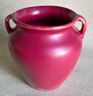 Vintage “hywood / Niloak Pottery” Handled Vase – Burgundy Glaze – 1930’s