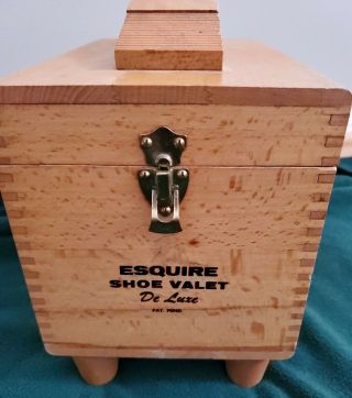 Vintage Esquire Shoe Valet De Luxe Wooden Shoe Shine Box W/ Supplies L@@k See