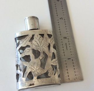 Vintage Mexico Taxco Sterling Over Glass Perfume Bottle