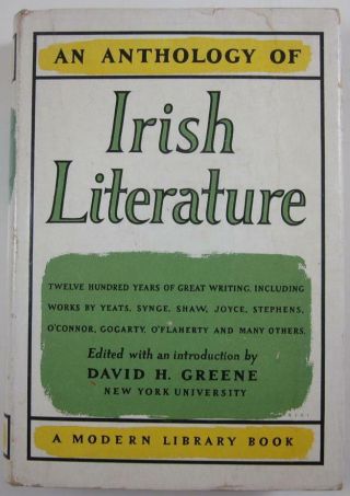 An Anthology Of Irish Literature 1954 Modern Library 288 Dj First Printing