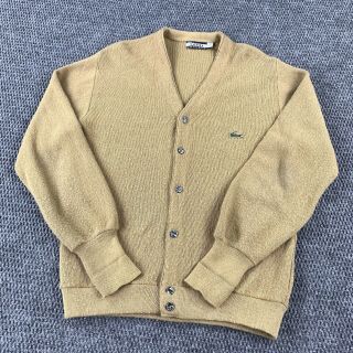 Vintage 80s 90s Izod Lacoste Beige Cardigan Sweater Large Usa Union Made Acrylic