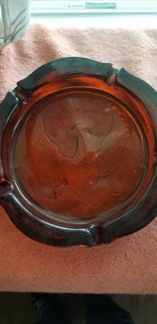 Vintage Rare Extra - Large Federal Eagle Amber Glass Ashtray