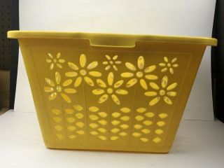Vintage Fesco Laundry Basket Plastic Yellow Square Usa