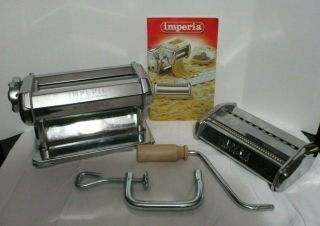 Vintage Imperia Pasta Machine Sp150 Heavy Duty Steel Construction Wood Handle