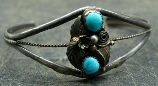 Vintage Turquoise Handmade Sterling Silver 925 Navajo Bracelet Cuff (d26)