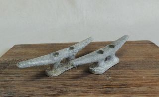 Vintage Matched Pair 5 " Cast Metal Boat Cleats,  Tie Downs,  Marine Hardware (5)