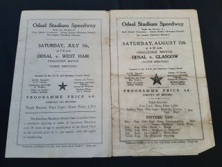 Vintage 1945 Odsal Stadium Speedway Programme Odsal V West Ham & Odsal V Glasgow