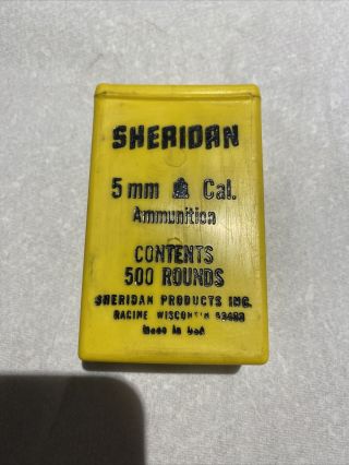 Sheridan Vintage.  20 Cal 5mm Cylindrical Pellets 500 Pack Approx 1/2 Full
