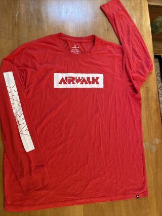 Airwalk Vintage Skateboard Skater Red Long Sleeve Cotton T - Shirt Soft Xl Xlarge