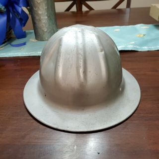 Vintage B.  F.  Mcdonalds Aluminum Hard Hat Large Made In Los Angeles With Liner