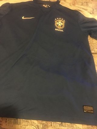 Nike Authentic Brazil Soccer Jersey Men’s L Brasil National Team Blue Cbf Futbol