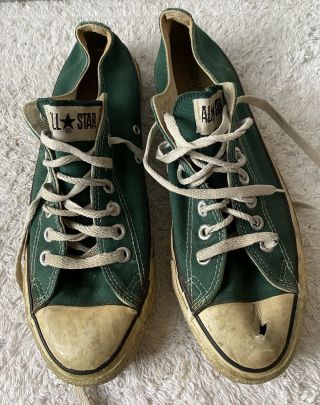 Vintage Converse All Star Chuck Taylor Low Top Sneakers Sz 10 Made In Usa Green