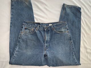 Vintage Levis 550 Usa Made Red Tab Faded Blue Jeans 36x32 Tag Light Wash Perfect