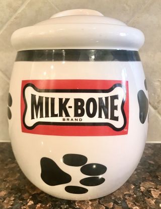 Vintage Milk - Bone Dog Treat Ceramic Cookie Jar Crock Euc