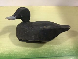 Vintage 1930 - 40’s Hand - Carved Wooden Duck Decoy,  Lead Weighted Blue Bill.  Old.