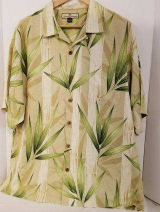 Tommy Bahama Men L Camp Hawaiian Shirt 100 Silk Bamboo Pattern Vintage Rn86549