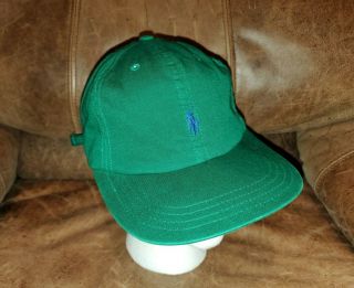 Vintage 90s Polo Ralph Lauren Strapback Hat Cap Pony Green Golf Made In Usa