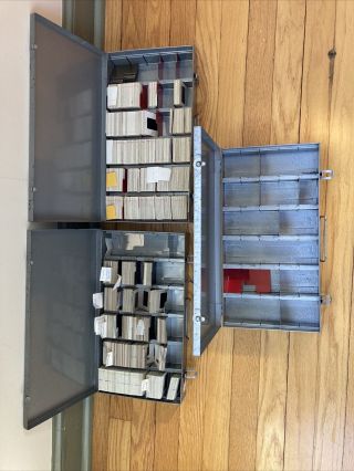 Qty:3 Vintage Brumberger 35mm Slide Metal Case Box With Slides