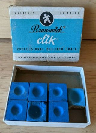 Vintage Box Of Brunswick Clik Professional Billiard Chalk - Pool 7 Chalk