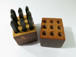 Restored Vintage Young Brothers 1/8 " Steel Cut Number Stamps With Storage Box