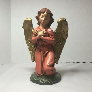 Vintage Papier Mache 8 3/4” Kneeling In Prayer Angel,  Made In Italy