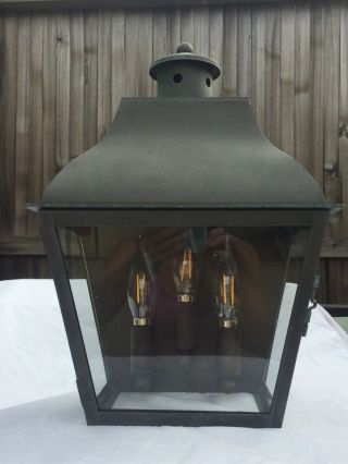 16” Vintage Copper Village Outdoor Lantern.  3 Light,  110v Wall Fixture.