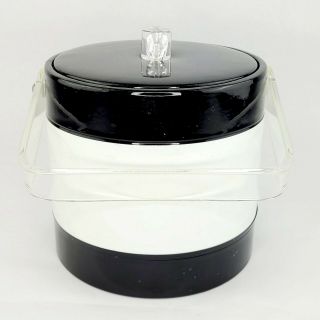 George Briard Ice Bucket Vintage Mid - Century Mod Black White Lucite Handle