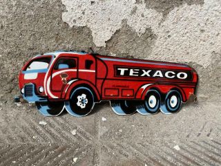 Vintage " Texaco " Fire Brigade Porcelain Enamel Sign 16.  5 " X6 "