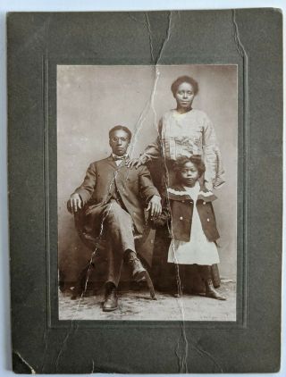 Vintage African American Family Cabinet Card Photo,  Black Americana