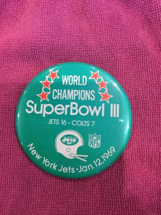 York Jets - Colts Bowl Iii 1969 Photo Button Approximately 3 1/2”
