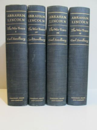 Abraham Lincoln The War Years By Carl Sandburg 1939 Hc In 4 Volumes