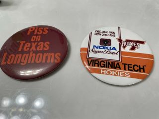 Virginia Tech Hokies Sugar Bowl December 1995 Set Of Two Button Pins