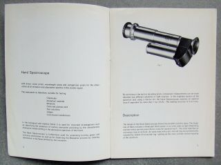 CARL ZEISS OBERKOCHEN MICROSCOPE BROCHURE IN ENGLISH.  HAND SPECTROSCOPE 2