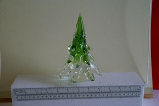 Clear/green Solid Glass Christmas Tree,  Vintage,  6 3/4 " Tall