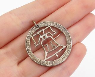 925 Sterling Silver - Vintage United States Half Dollar Coin Pendant - P12399